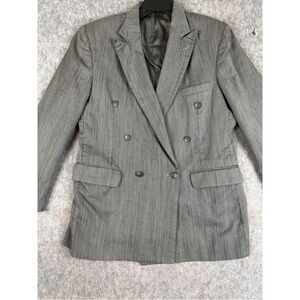 Sturbridge Blazer Men's Gray 100% Wool Double Breasted Peak Lapel Jetted Pockets